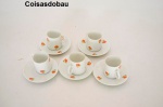 5 Xicaras Cafe 1 Gole Decoradas Flores Porcelana