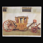 Antiga impressão de carruagem de n.º 19 -  Coche ornamentado com os brasões das famílias Menezes e Noronha (Século XVIII).  Exemplar de coleção e em excelente estado. Dimensões: 22 cm x 28,5 cm.