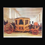 Antiga impressão de carruagem de n.º 13  -  Coche da "Mesa" (Século XVIII). Exemplar de coleção e em excelente estado. Dimensões: 22 cm x 28,5 cm.