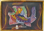 CHICO DA SILVA - "PEIXE", têmpera sobre tela, assinado e datado 1976. Med. 36 x 26 cm. alguns desgastes.