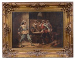 Falcinelli  ( Marcel ) - Atribuido - Pintura ost, representando Cena de Taverna, assinada medindo 57 x 79 cm. Medidas sem moldura.