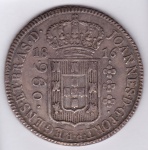 Moeda de prata, Brasil colonia, 960 reis de 1816 B, DATA EMENDADA, escassa, P 401