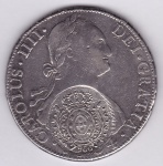 Moeda de prata, Brasil colonia, carimbo de 960 reis, sobre 8 reales de Potosi de 1804, coleção Flávio Rebouças, P 450