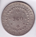 Moeda de prata, Brasil império, 960 reis de 1826 R, P 507, FC