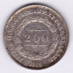 Moeda de prata, Brasil império, 200 reis de 1866, P 584