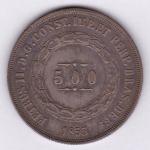 Moeda de prata, Brasil império, 500 reis de 1855, P 588