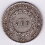 Moeda de prata, Brasil império, 500 reis de 1856, P 589