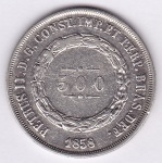 Moeda de prata, Brasil império, 500 reis de 1858, P 591