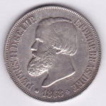 Moeda de prata, Brasil império, 500 reis de 1868, P 631