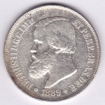 Moeda de prata, Brasil império, 500 reis de 1889, com rabicho, P 641a