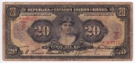Cédula de 20.000 réis de 1927, R 185, `mocinha`, duas chancelas