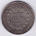 Moeda de prata, Brasil império, 1000 reis de 1850, P 567