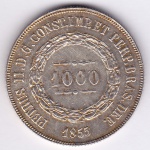 Moeda de prata, Brasil império, 1000 reis de 1855, P 603