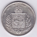 Moeda de prata, Brasil império, 1000 reis de 1855, anel de estrelas solto, P 603a