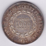 Moeda de prata, Brasil império, 1000 reis de 1857, P 605