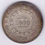 Moeda de prata, Brasil império, 1000 reis de 1859, P 607