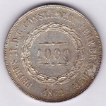 Moeda de prata, Brasil império, 1000 reis de 1862, P 610