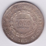 Moeda de prata, Brasil império, 1000 reis de 1863, P 611