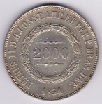 Moeda de prata, Brasil império, 2000 reis de 1854, P 616