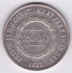 Moeda de prata, Brasil império, 2000 reis de 1855, P 617