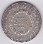 Moeda de prata, Brasil império, 2000 reis de 1863, P 622
