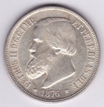 Moeda de prata, Brasil império, 1000 reis de 1876, P 642