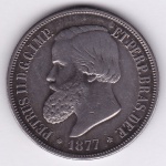 Moeda de prata, Brasil império, 1000 reis de 1877, rara, P 643