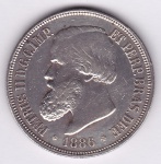 Moeda de prata, Brasil império, 1000 reis de 1886, P 652