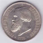 Moeda de prata, Brasil império, 2000 reis de 1875, P 635, SOB