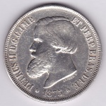 Moeda de prata, Brasil império, 2000 reis de 1875, `Luster F` duplo, P 635a