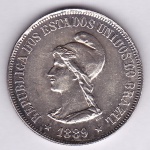 Moeda de prata, Brasil república, 500 reis de 1889, P 672, FC