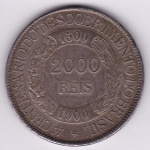 Moeda de prata, Brasil república, 2000 reis de 1900, comemorativa do 4º centenário do desc., P 679