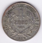Moeda de prata, Brasil república, 2000 reis de 1925, P 711, escassa