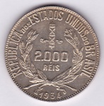 Moeda de prata, Brasil república, 2000 reis de 1931, P 718, FC (com brilho de cunhagem)