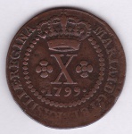 Moeda de cobre, Brasil colonia, X réis de 1799, C 357