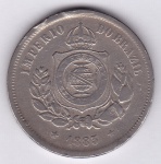 Moeda de cupro niquel, Brasil império, 100 reis de 1883, V 013