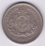 Moeda de cupro niquel, Brasil império, 100 reis de 1887, V 029, MBC/SOB