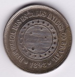 Moeda de cupro niquel, Brasil república, 100 reis de 1898, V 042, SOB/FC