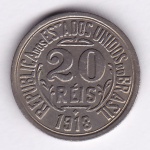 Moeda de cupro niquel, Brasil república, 20 reis de 1918, V 057, FC