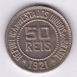 Moeda de cupro niquel, Brasil república, 50 reis de 1921, V 066, FC
