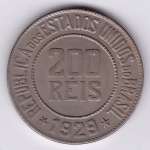 Moeda de cupro niquel, Brasil república, 200 reis de 1929, V 101, FC