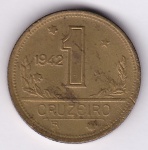 Moeda de bronze alumínio, Brasil república, 1 cruzeiro de 1942, V 224, SOB
