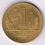 Moeda de bronze alumínio, Brasil república, 1 cruzeiro de 1946, V 228, FC