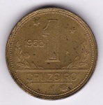 Moeda de bronze alumínio, Brasil república, 1 cruzeiro de 1953, V 234, SOB/FC
