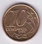 Moeda do Brasil república, 10 centavos de 1998, V 485, FC
