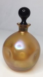 Perfumeiro em vidro iridiscente com tampa em vidro preto - 18 cm x 10 cm