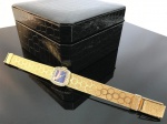 Lindo Relógio antigo Bucherer 10 microns gold, entre 1960 / 70 - funcionando - 17,5 cm pulseira - relógio 2cm x 2cm