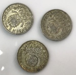 Lote de 3 moedas de prata Brasil de 1000 Réis - 1913 - estrela soltas
