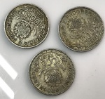 Lote de 3 moedas de prata Brasil de 1000 Réis - 1913 - estrela soltas