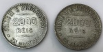 Lote de 2 moedas de prata Brasil de 2000 Réis - 1907/1911